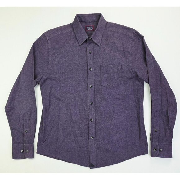 Untuckit Size Medium Mens Plum Flannel Long Sleeve Logo Tag Cotton Pocket Shirt - Picture 1 of 9